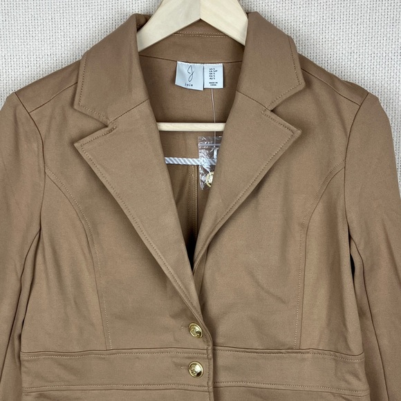 JOIE Blazer Jacket Gold Buttons Stretch Knit Rayon Camel Color NWT - Picture 5 of 14